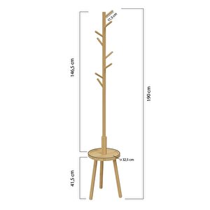 Digithome Bambu Portmanto Askılık Vestiyer Tablalı 8'li Ayaklı Askılık Ahşap Elbise Askısı Db-0027