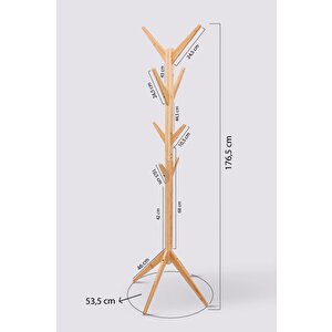 Digithome Bambu Portmanto Askılık 8'li Modern Vestiyer Ayaklı Askılık Ahşap Elbise Askısı Db-0026