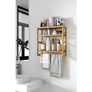 Digithome Bambu Mini 8 Form Organizer Mutfak Ve Banyo Düzenleyici Askılı Duvar Rafı Havluluk Db-0028