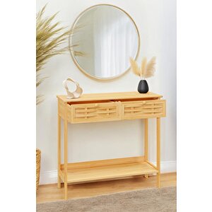 Bambu Dekoratif Raflı 2 Çekmeceli Dresuar Konsol Db-0012