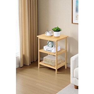 Bambu 3 Raflı Komodin Yan Sehpa Şifonyer Düzenleyici Orta Sehpa Db-0024