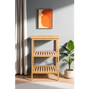 Bambu 3 Raflı Komodin Yan Sehpa Şifonyer Düzenleyici Orta Sehpa Db-0024