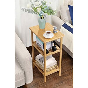 Digithome Bambu 3 Raflı Komodin Yan Sehpa Şifonyer Düzenleyici Orta Sehpa Db-0024