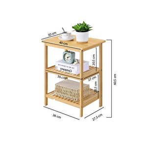 Digithome Bambu 3 Raflı Komodin Yan Sehpa Şifonyer Düzenleyici Orta Sehpa Db-0024