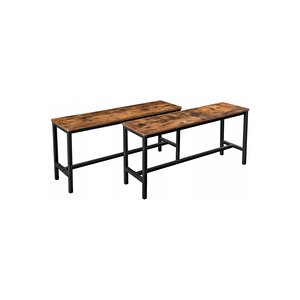 Baro Siyah Metal Ahşap Bench 2 Adet