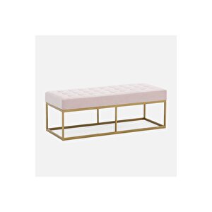 Camron Gold Metal Bench Pembe