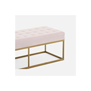 Camron Gold Metal Bench Pembe
