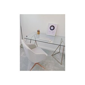 Drec Gold Metal Cam Çalışma Masası
