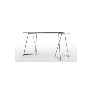 Drec Rose Gold Metal Cam Çalışma Masası