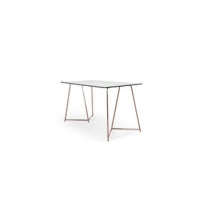 Drec Rose Gold Metal Cam Çalışma Masası