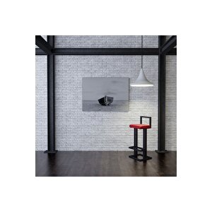 Line Siyah Metal Bar Sandalyesi Kırmızı
