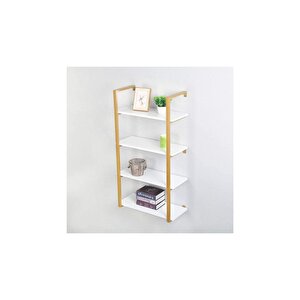 Tasnia Gold Metal Ahşap Duvar Rafı 60cm 4 Katlı