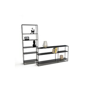 Sat Siyah Metal Kitaplık Dresuar Konsol 70*140