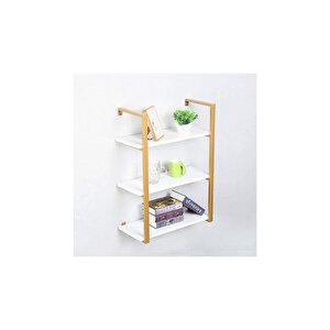 Tasnia Gold Metal Ahşap Duvar Rafı 60cm 3 Katlı