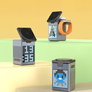 Mioji Mio Cube 5 Saatli Ve Bt Kablosuz Hoparlörlü 5in1 Telefon Tutucu - Gri