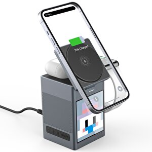 Mioji Mio Cube 5 Saatli Ve Bt Kablosuz Hoparlörlü 5in1 Telefon Tutucu - Siyah