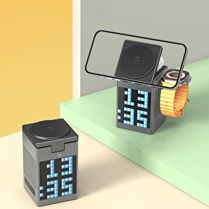 Mioji Mio Cube 5 Saatli Ve Bt Kablosuz Hoparlörlü 5in1 Telefon Tutucu - Siyah