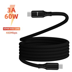 Mio Sc1000 Usb-c To Usb-c 60w Mıknatıslı Spiral Şarj Ve Data Kablosu 1m - Siyah