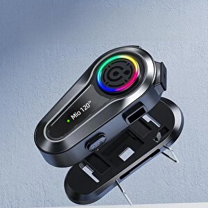 Mio 120 2x Rgb 1000mah Ipx6 1500m 2 Kişilik Kask Intercom Motosiklet Bluetooth Kulaklık - Siyah