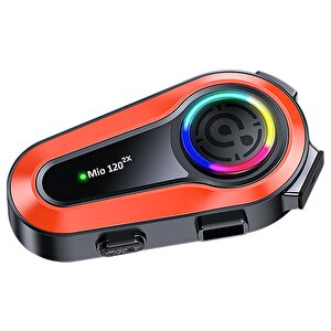 Mio 120 2x Rgb 1000mah Ipx6 1500m 2 Kişilik Kask Intercom Motosiklet Bluetooth Kulaklık - Turuncu