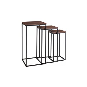 Forge Siyah Metal Ahşap Zigon Sehpa