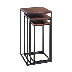 Forge Siyah Metal Ahşap Zigon Sehpa