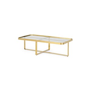 Aula Dikdörtgen Orta Sehpa Gold Pirinç