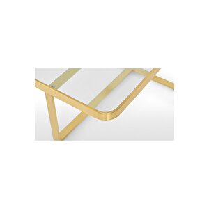 Aula Dikdörtgen Orta Sehpa Gold Pirinç