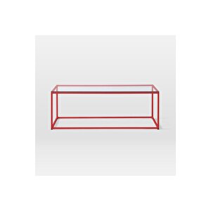 Stream Metal Orta Sehpa Kırmızı Ayak Şeffaf Cam Tabla