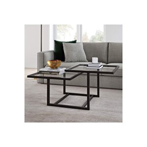Chic Siyah Metal Cam Orta Sehpa