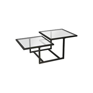 Chic Siyah Metal Cam Orta Sehpa
