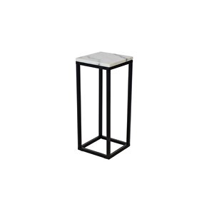 Leva Siyah Metal Mermerli Yan Sehpa 65cm