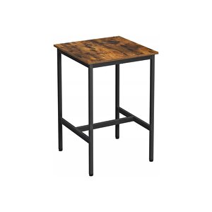 Baro Siyah Metal Ahşap Yemek Masası Yüksek 60x60x90
