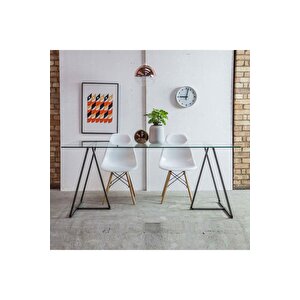 Trest Siyah Metal Cam Yemek Masası