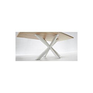 Sias Metal Cam Yemek Masası Beyaz Ayak Mdf Tabla