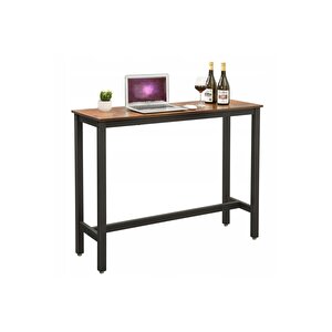 Baro Siyah Metal Ahşap Yemek Masası Yüksek 120x40x100