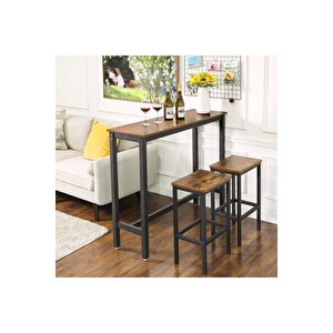 Baro Siyah Metal Ahşap Yemek Masası Yüksek 120x40x100