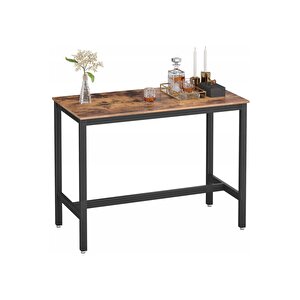 Baro Siyah Metal Ahşap Yemek Masası Yüksek 120x60x90