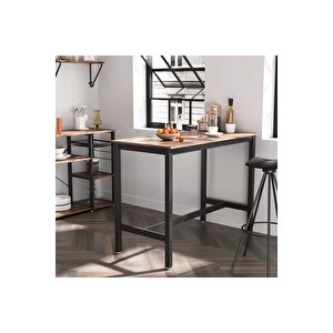 Baro Siyah Metal Ahşap Yemek Masası Yüksek 120x60x90