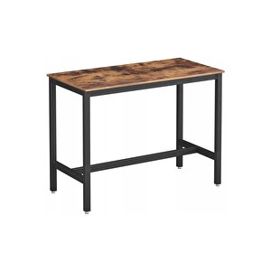 Baro Siyah Metal Ahşap Yemek Masası Yüksek 120x60x90