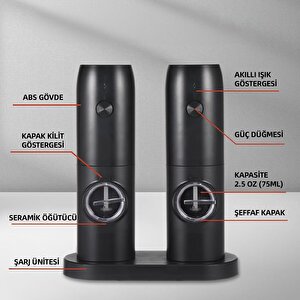 Mio Sg2 600mah Şarj Üniteli Işıklı Tuz Karabiber Değirmeni
