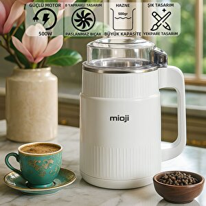 Mio Cg34 500w Paslanmaz Çelik Bıçak Kompakt Baharat Ve Kahve Öğütücü Beyaz