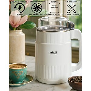 Mio Cg34 500w Paslanmaz Çelik Bıçak Kompakt Baharat Ve Kahve Öğütücü Beyaz