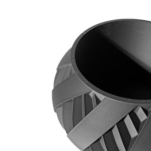 3d Tasarım Geniş Spiral Desenli Siyah Plastik Saksı – Modern Ve Dekoratif
