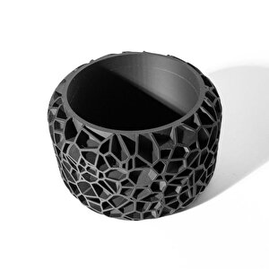 3d Tasarım Organik Hücre Desenli Siyah Plastik Saksı – Modern Ve Sanatsal