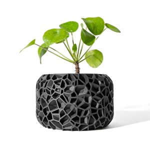 3d Tasarım Organik Hücre Desenli Siyah Plastik Saksı – Modern Ve Sanatsal