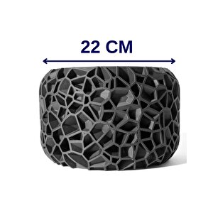 3d Tasarım Organik Hücre Desenli Siyah Plastik Saksı – Modern Ve Sanatsal