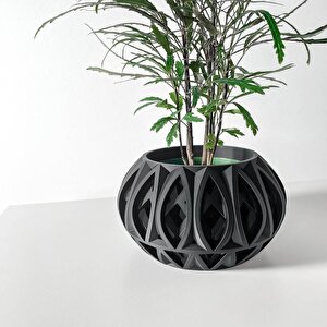 3d Tasarım Gotik Desenli Siyah Plastik Saksı – Modern Ve Sanatsal