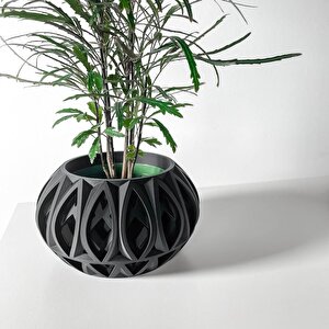 3d Tasarım Gotik Desenli Siyah Plastik Saksı – Modern Ve Sanatsal
