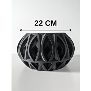 3d Tasarım Gotik Desenli Siyah Plastik Saksı – Modern Ve Sanatsal